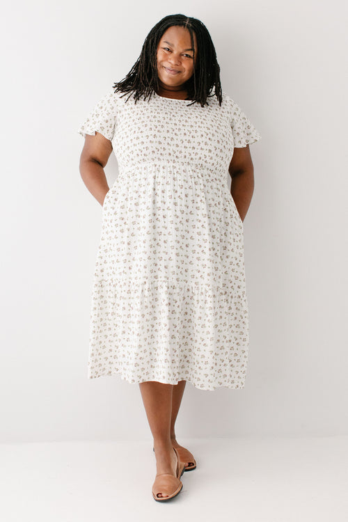 Lynette Smocked Bodice Floral Midi Dress